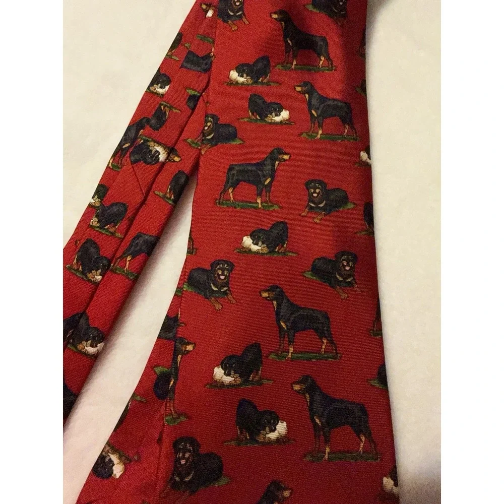 Alynn Neckwear Rottweiler 100% Silk Mens Necktie Red Dog Pet Made USA